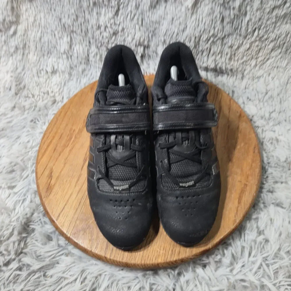 Adidas Adipower Weightlifting Gym Training Black Strap Sneaker Shoes Men Size 10